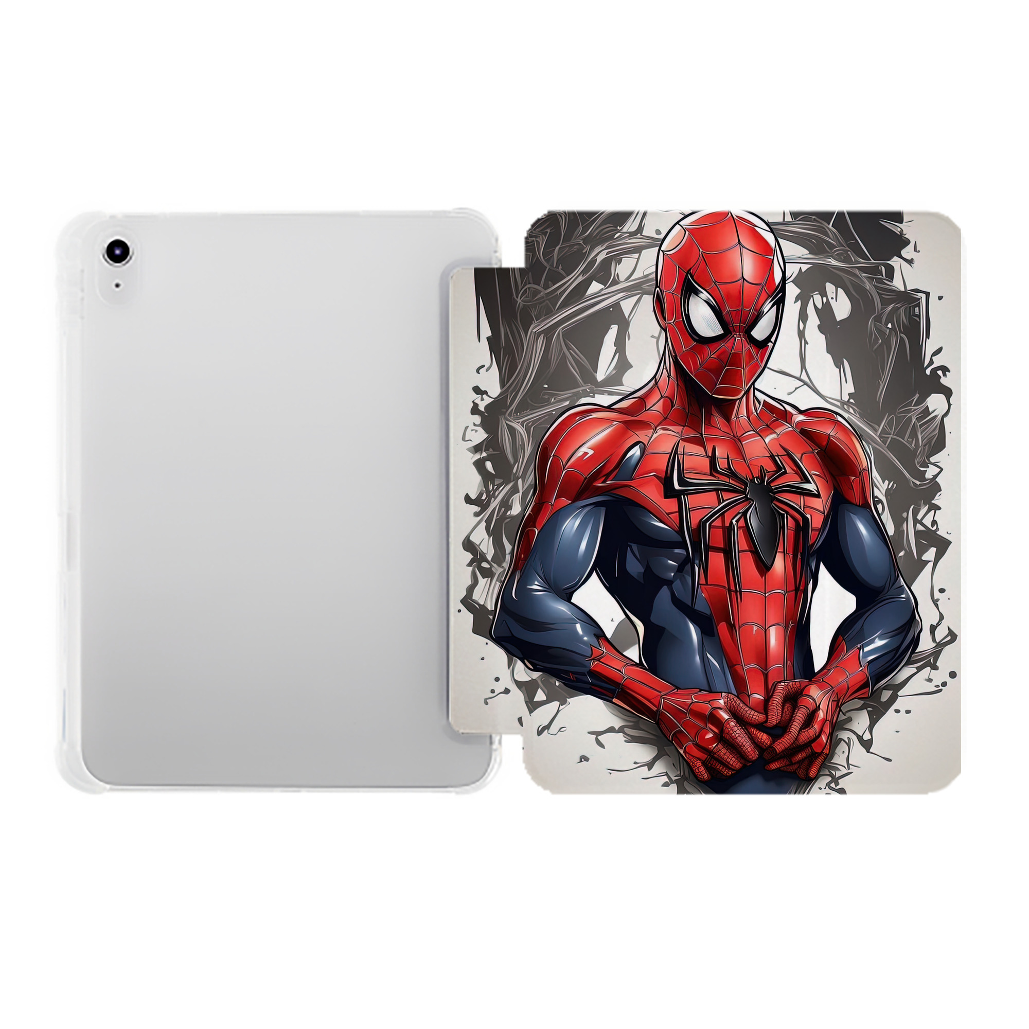 （画像用） Spider Man スパイダーマン IPad ケース ペン収納付き 三つ折りスタンド PUレザー×シリコン 対応機種9.5/10.5/10.9インチ